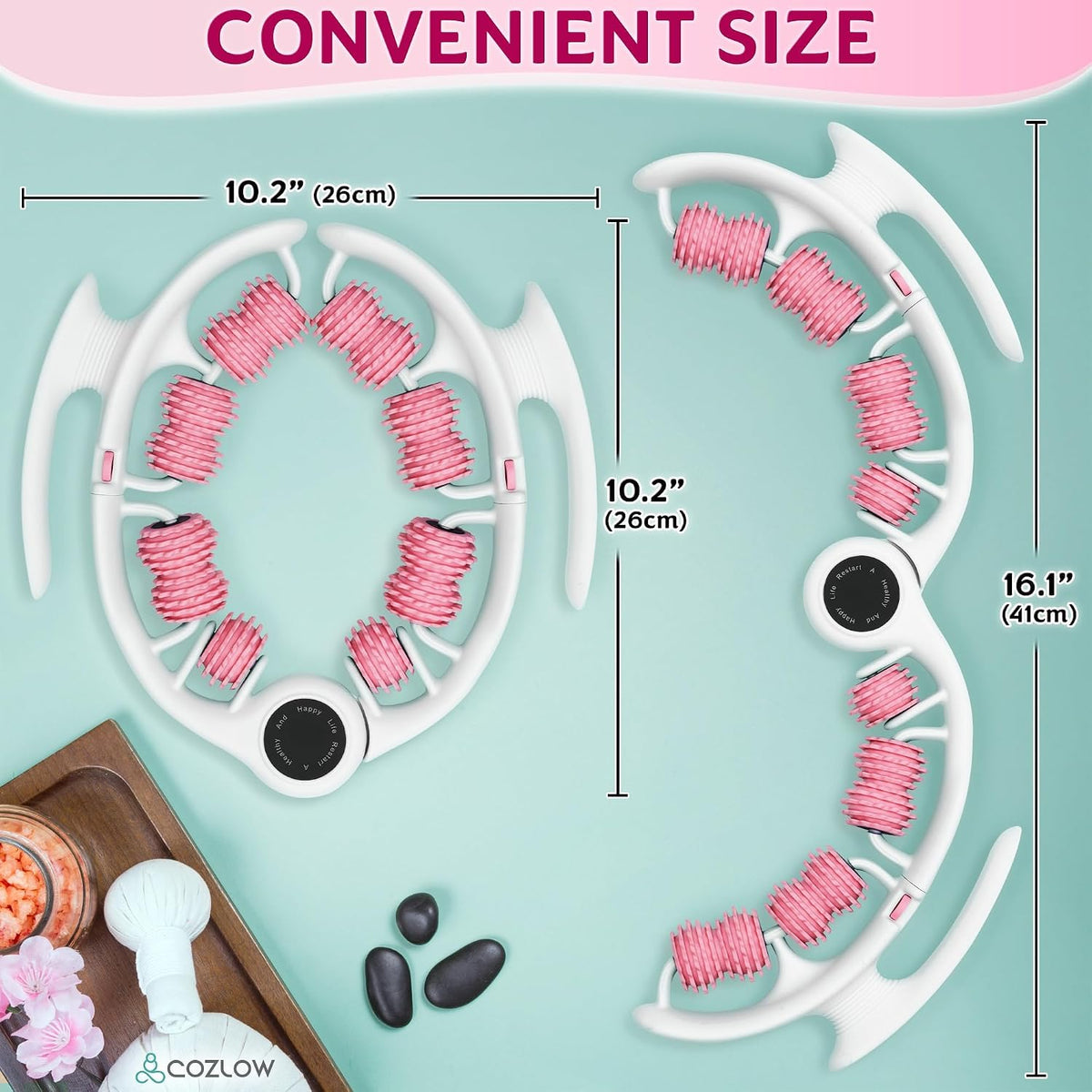 Cellulite Massage Roller - Pink - Anti-Cellulite Massager with Detachable Roller Handles for Thighs, Legs & Buttocks - Fascia Massage Tool for Lymphatic Drainage & Deep Tissue Therapy