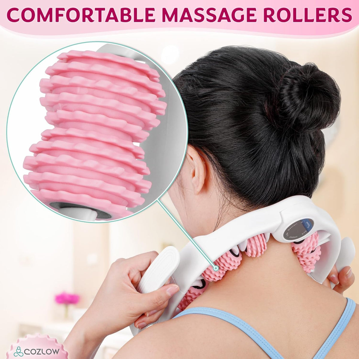Cellulite Massage Roller - Pink - Anti-Cellulite Massager with Detachable Roller Handles for Thighs, Legs & Buttocks - Fascia Massage Tool for Lymphatic Drainage & Deep Tissue Therapy